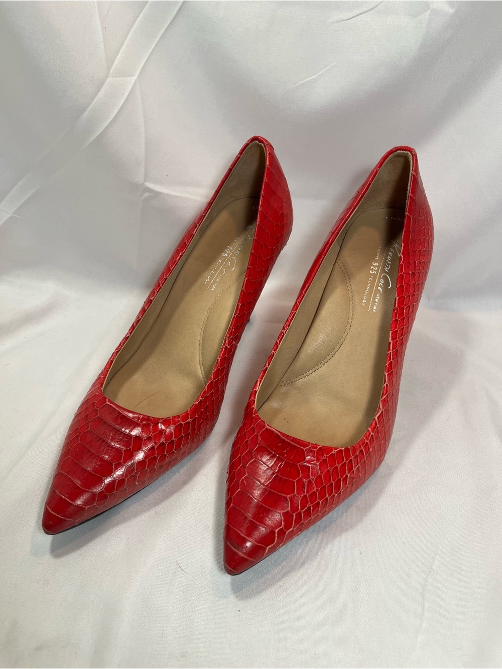 Kenneth Cole New York Red Croc-Embossed Pointed Toe Pumps - Women
